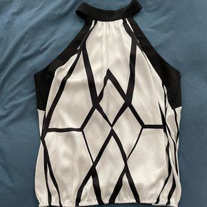 Sleeveless Bisou Bisou white/black lightweight blouse (L)